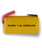 rechargeable battery 1.2V 2800mAh SUB-C Ni-MH 23x43mm with soldering lugs