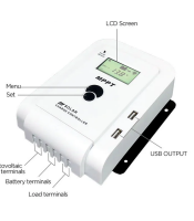 MPPT контролер за слънчево зареждане 60A 12V/24V автоматично 100Vdc USB порт LCD дисплей