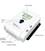 MPPT контролер за слънчево зареждане 20A 12V/24V автоматично 100Vdc USB порт LCD дисплей