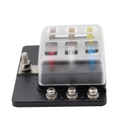 12V 24V 6 Way Blade Fuse Box with LED Indicator Fuse Block for Car Boat Marine Caravan
