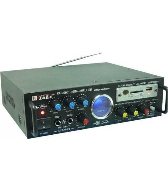 AV-339 USB SD FM KARAOKE Amplifier Support Microphone Digital Screen With Remote Control