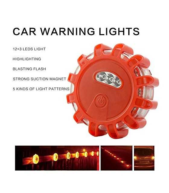 12+3 LED Bulbs Flashing Portable Warning Light